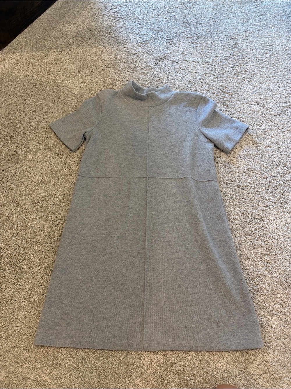 Zara Grey Short-Sleeve Knit mini Dress